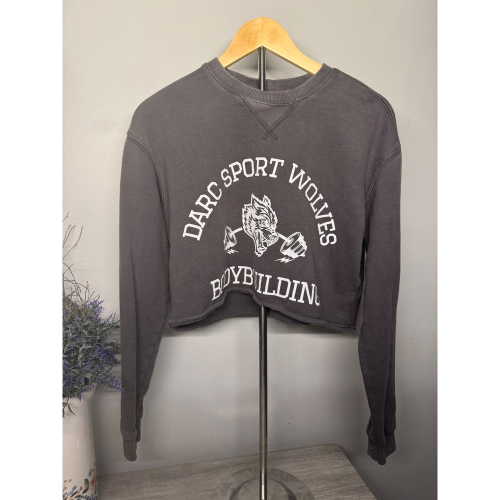 Darc Sport Wolves Bodybuilding Cropped Sweatshirt Faded Black SHE Limited S